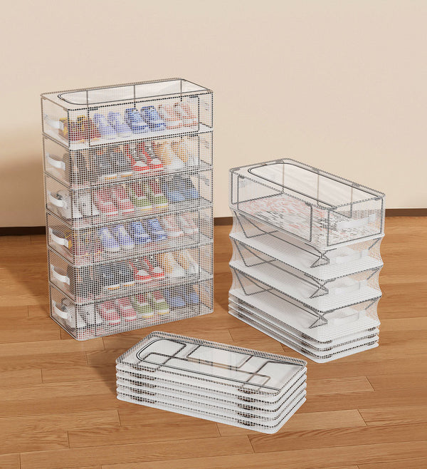 Joybos® Boîte de rangement à chaussures transparente et anti-poussière pliable de grande capacité F248