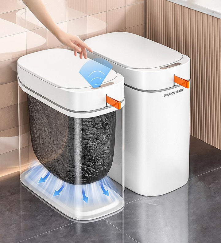 JOYBOS Poubelle de salle de bain avec couvercle, poubelle d'ensachage  automatique, fine de 10 litres, petite poubelle en plastique, poubelle  étroite