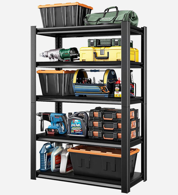 Étagères de rangement Étagère de garage robuste et réglable à 5 Étagères de rangement Étagère de garage robuste et réglable à 5